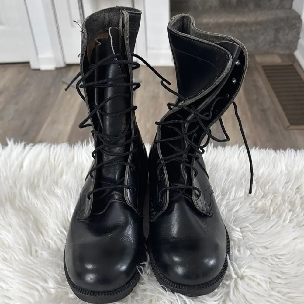 Bata Mens Black Lace-Up Boots Size 7W
